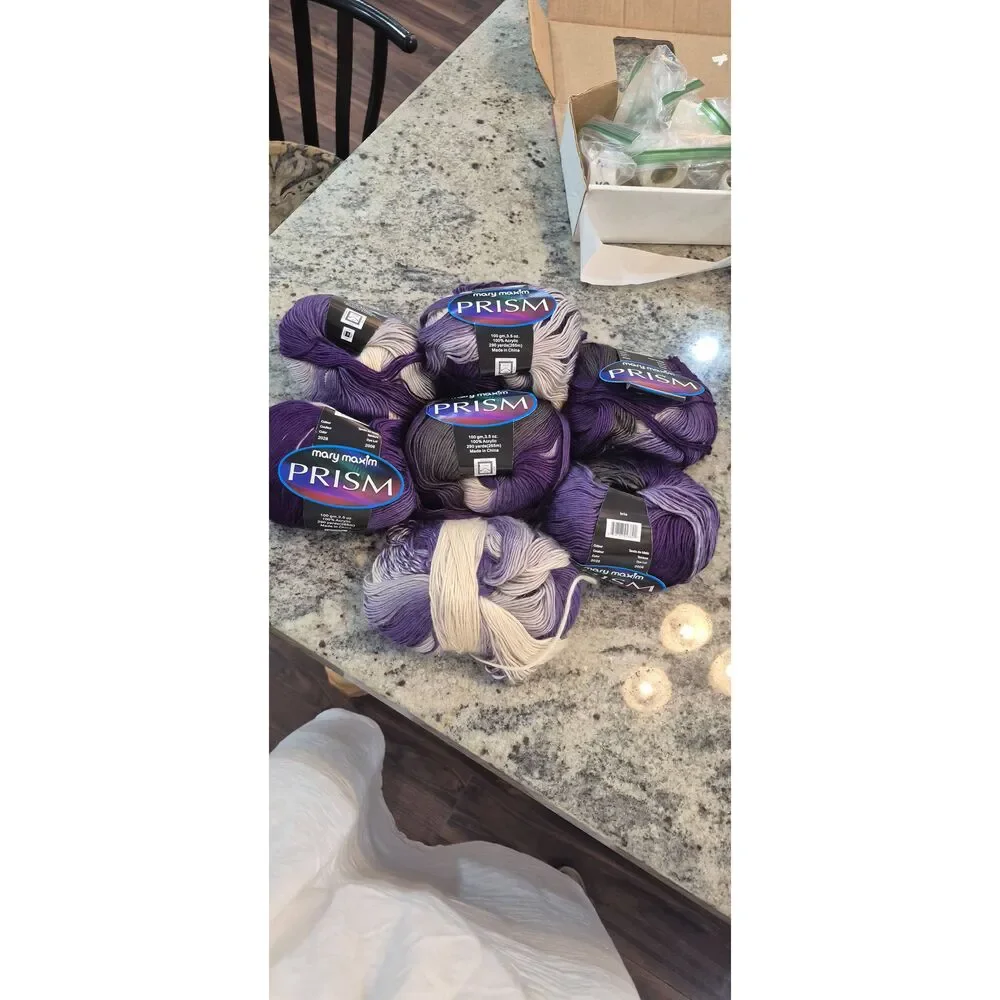 6.5 Skeins Mary Maxim Prism Yarn - Iris #2028 - Dye Lot 2006 - 100% Acrylic DK L